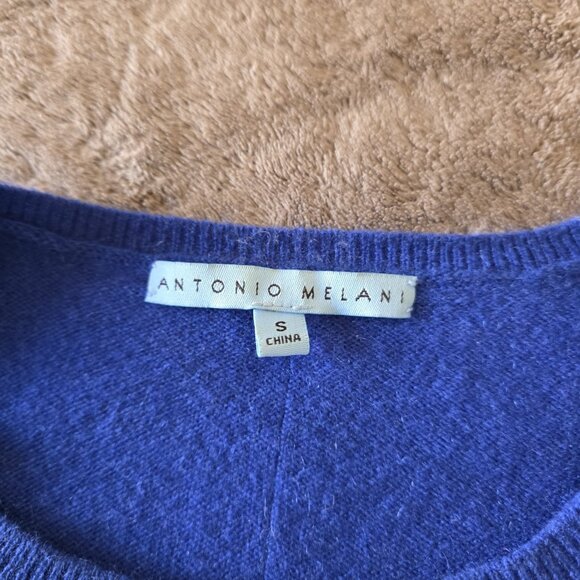 Antonio Melani 100% Cashmere Peplum Sweater Women’s Small Blue Long Sleeve Soft - Picture 4 of 12